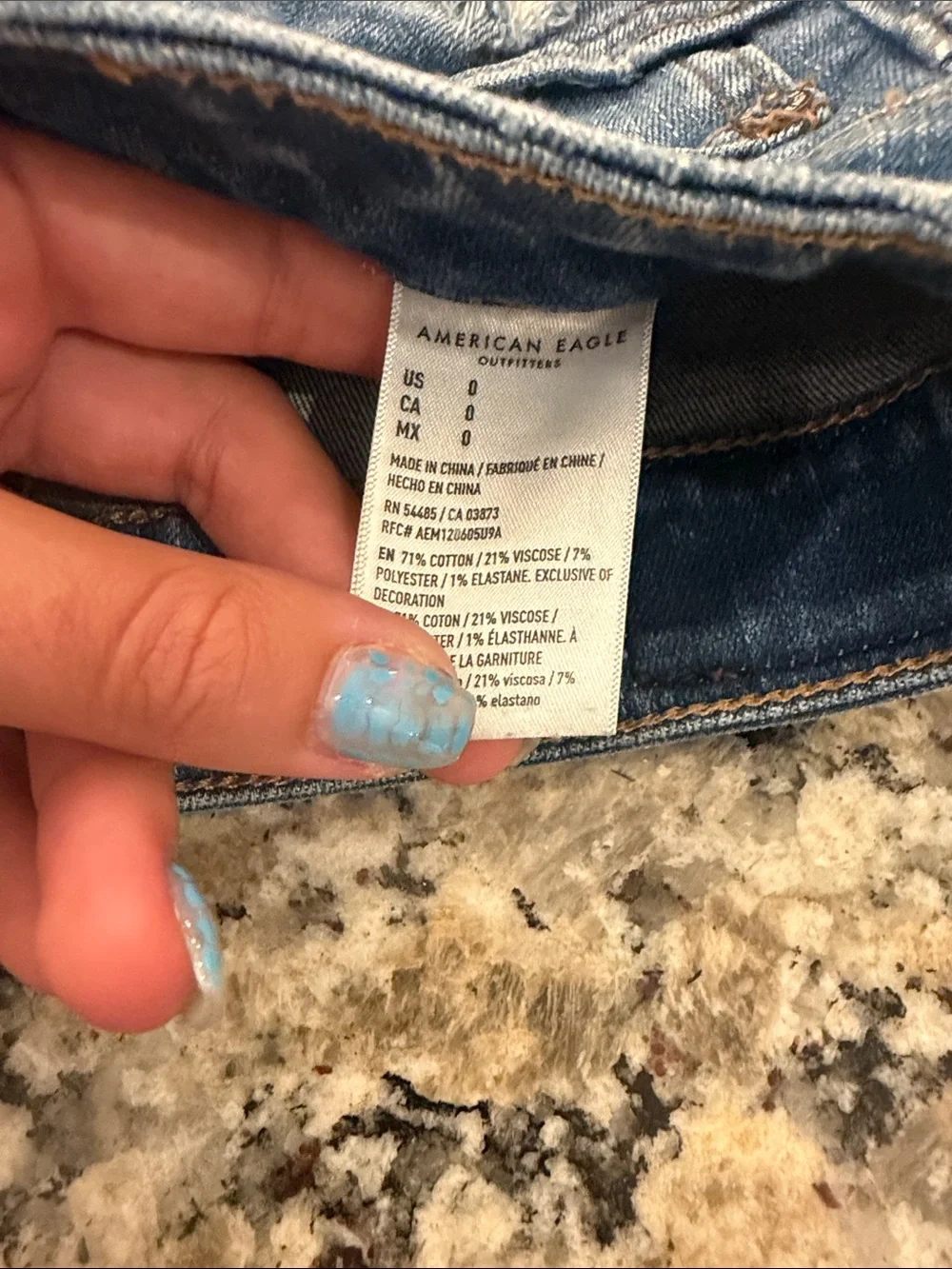 American Eagle Outfitters Light Blue Distressed Rolled-Hem Jean Shorts